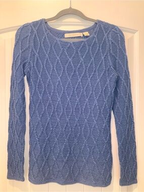 Liz Claiborne Periwinkle Textured Cable Crewneck Sweater